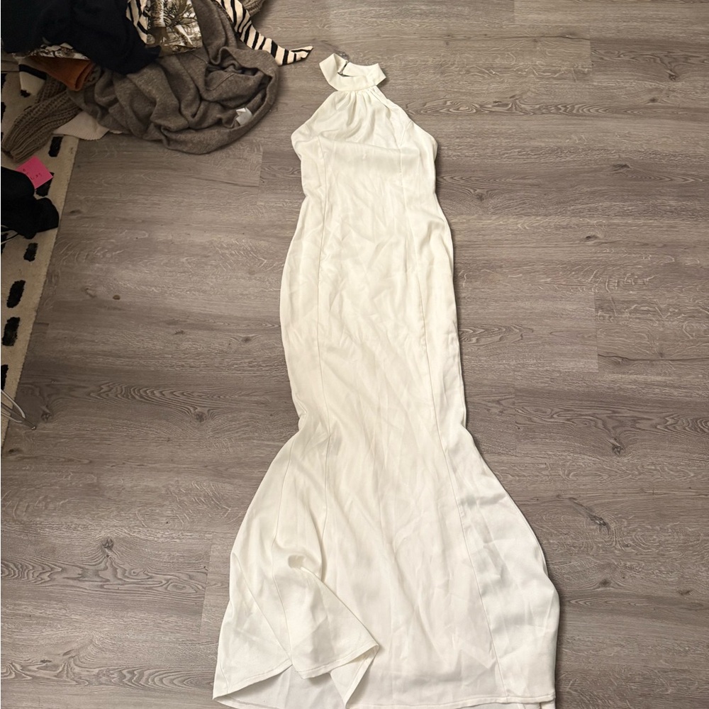 Lipsy White Sleeveless Halter Maxi Gown